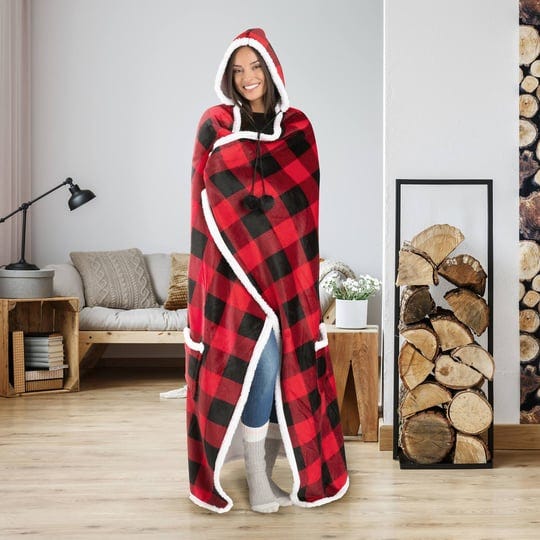 safdie-co-hooded-blanket-throw-wearable-cuddle-buffalo-plaid-red-black-53