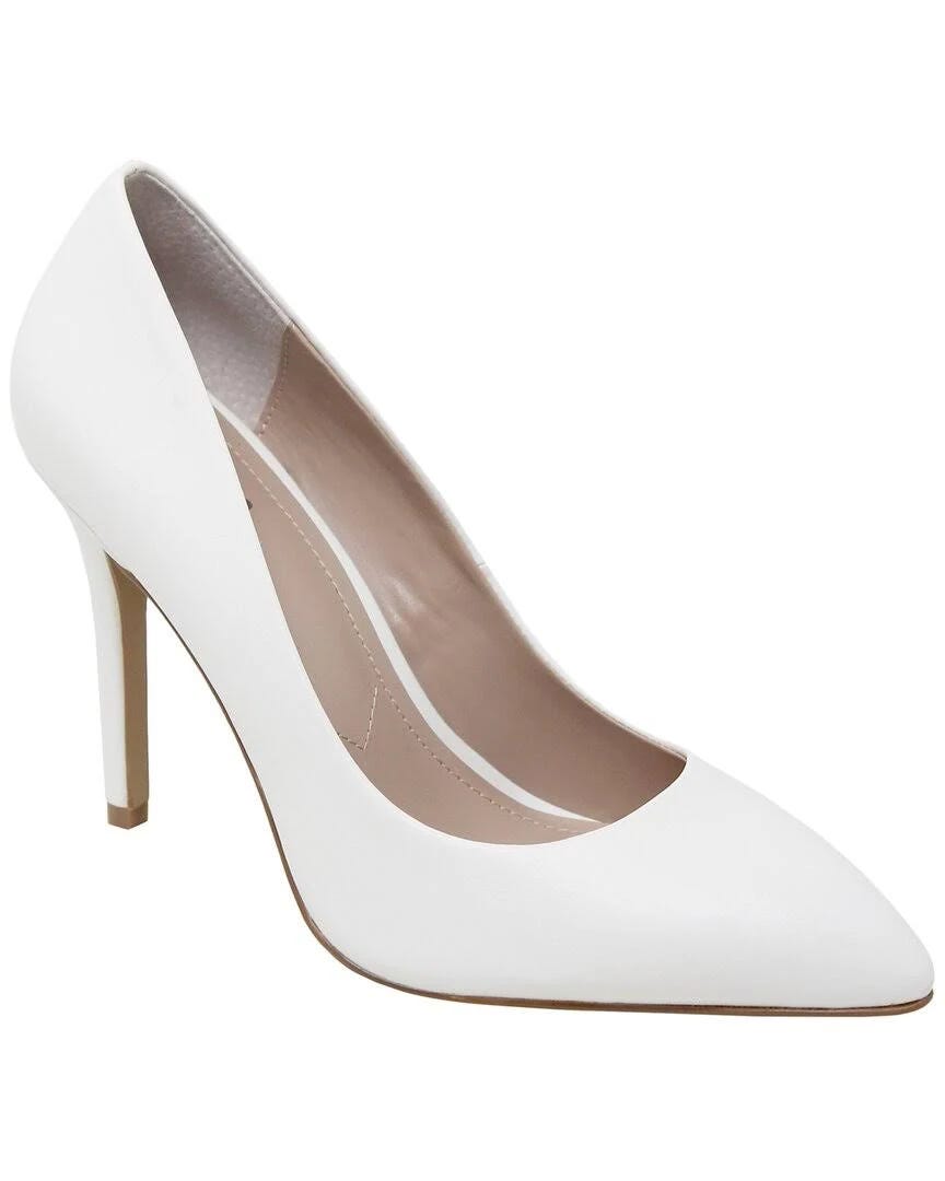 Stylish Stiletto Heel - White Slip On with Pointed Toe & Pointed Closed Toe Design | Image