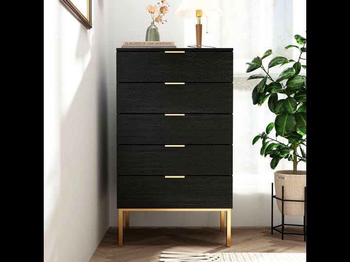 fufugaga-black-5-drawer-standard-dresser-ljy-wz0157-2