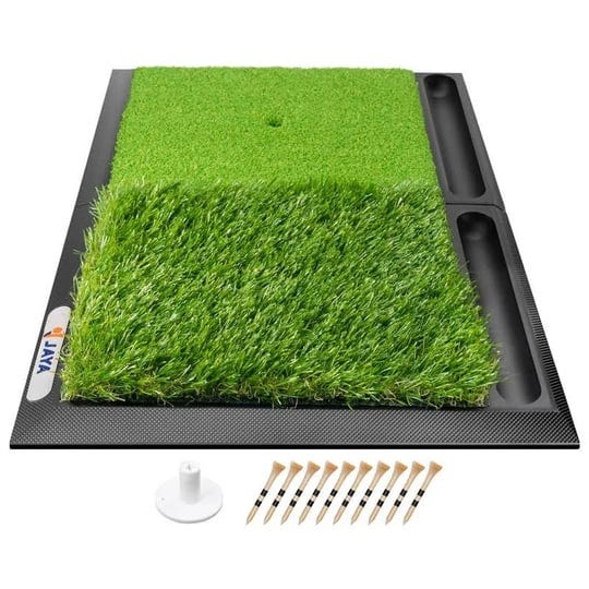 jaya-golf-hitting-practice-mat-two-options-heavy-rubber-base-dual-turf-mat-with-ball-tray-tri-turf-m-1