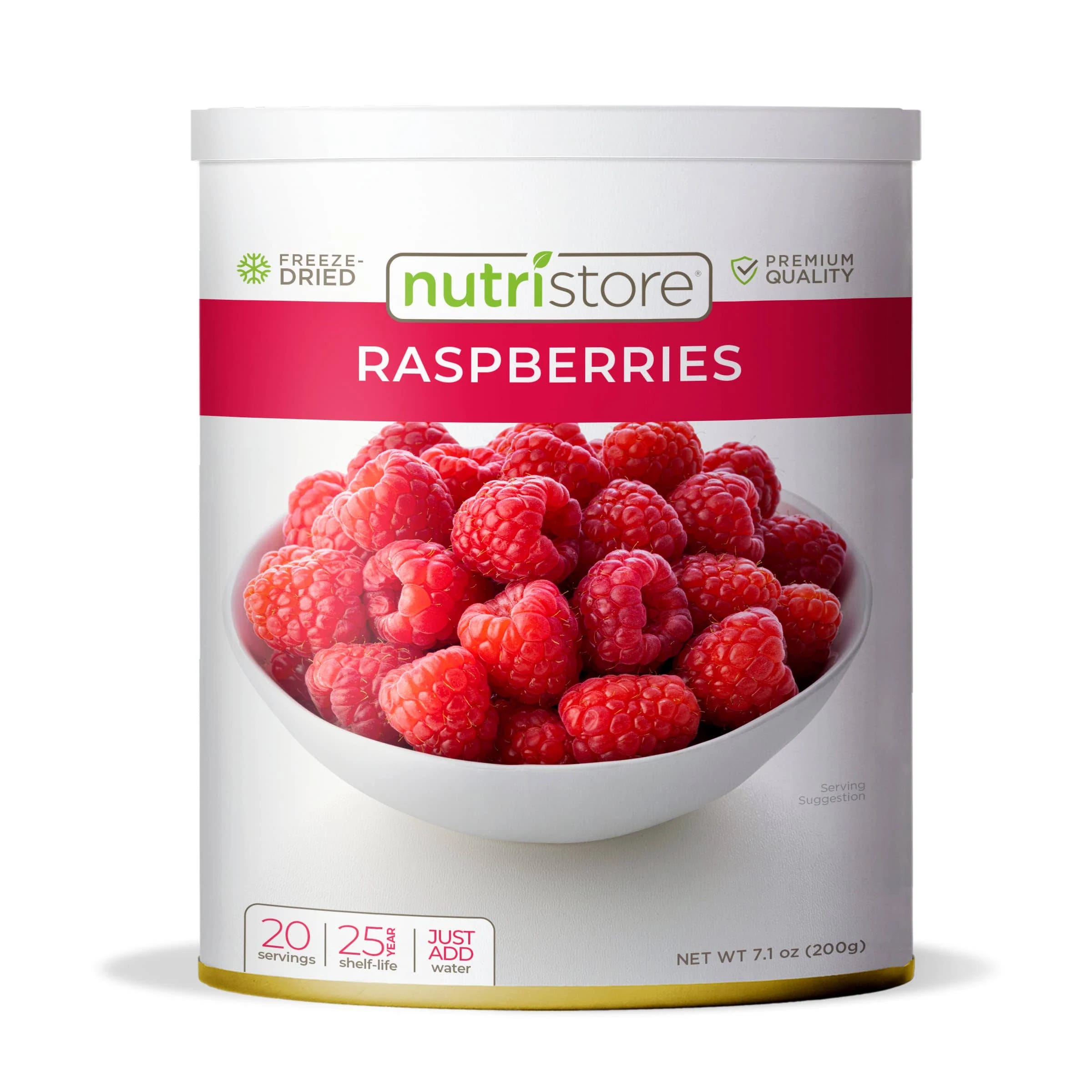 Nutristore 25-Year Shelf Life Freeze Dried Raspberries - Simple to Rehydrate, Great for Snacks and Camping | Image