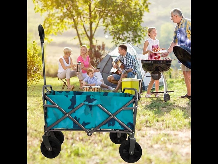 collapsible-beach-trolley-cart-camping-folding-wagon-blue-1