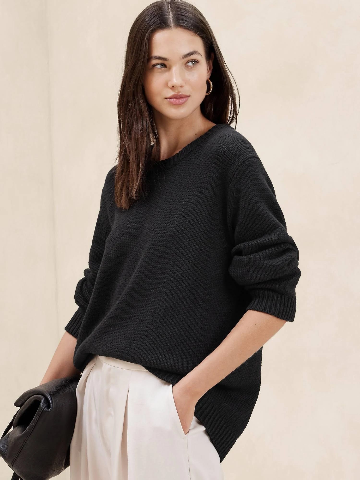 Attractive and Comfortable Women's Oversized Sweater in Black | Image