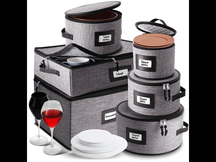 storagebud-china-dinnerware-storage-set-containers-for-plates-cups-stemware-cutlery-6-piece-set-gray-1