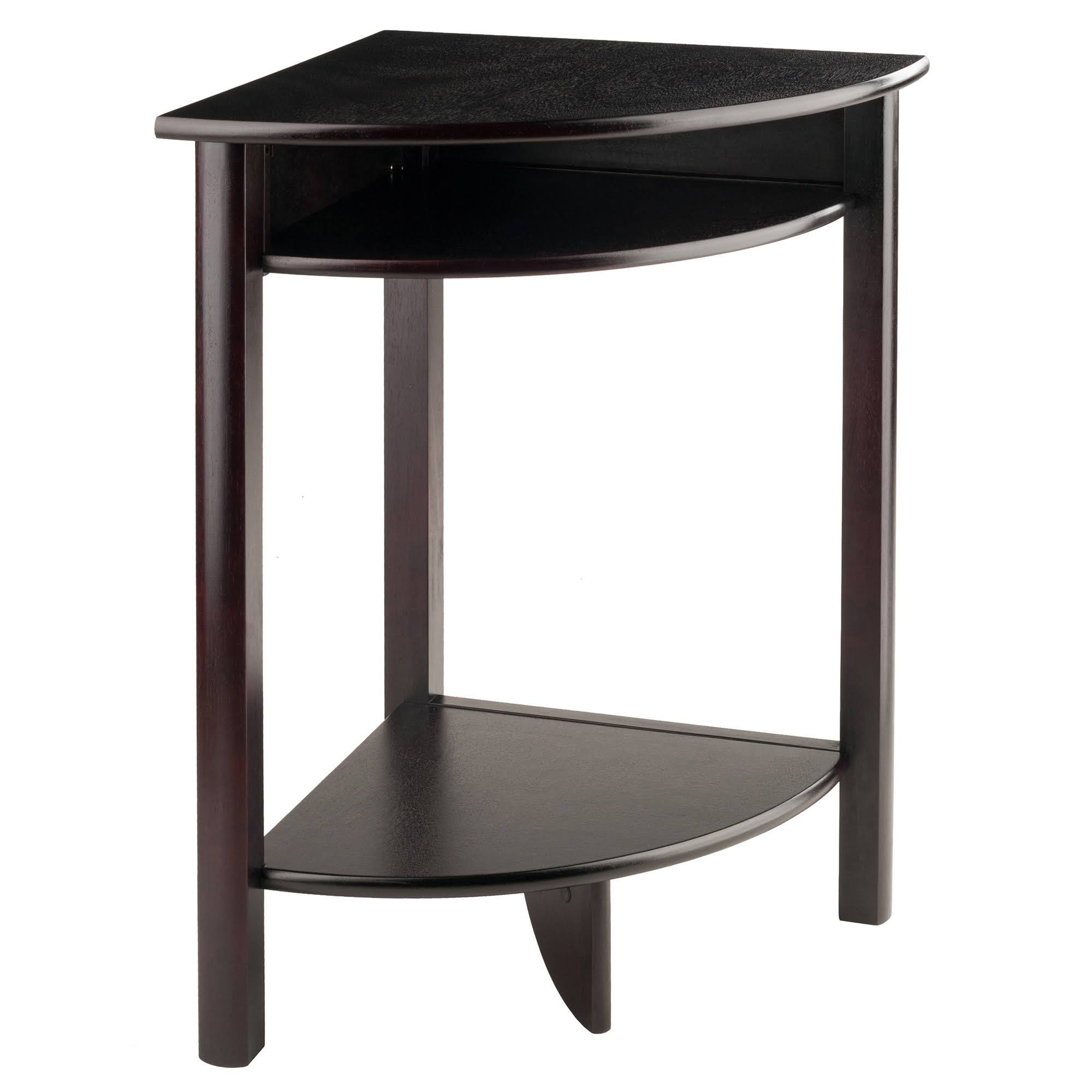 Liso Corner Table with Storage and Shelf (Espresso Finish) | Image
