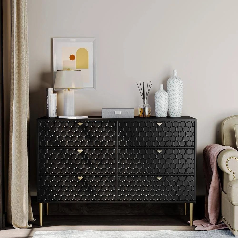 Elegant 6-Drawer Tall Dresser for Increased Storage and Modern Style | Image