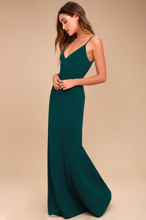 Lulus Infinite Glory Emerald Maxi Dress with Scoop Back - Women's Size Medium, 95% Polyester | Image