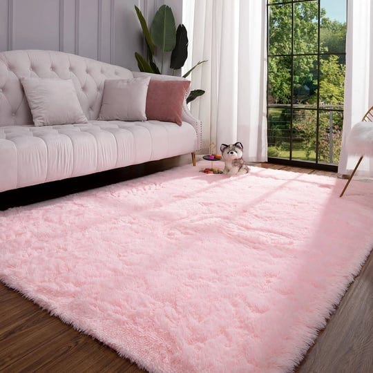 keeko-soft-fluffy-bedroom-living-room-rug-3x5-feet-pink-shag-furry-faux-fur-modern-area-rugs-washabl-1