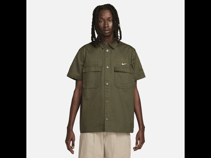 nike-mens-life-woven-military-short-sleeve-button-down-shirt-in-green-1