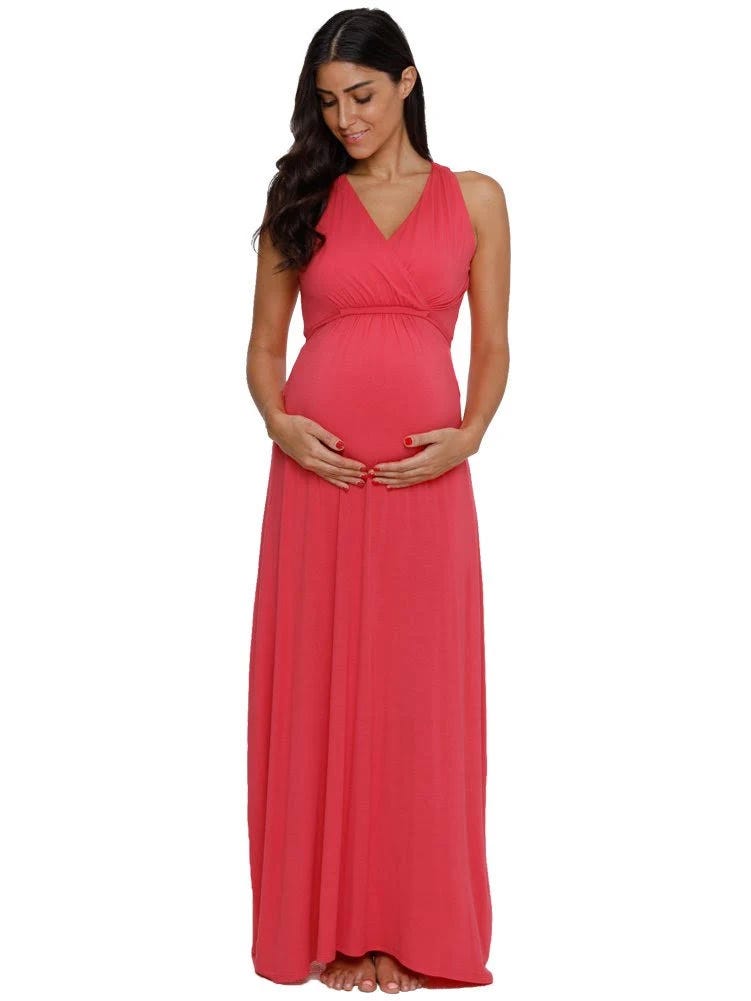 Comfortable Ruched Pregnancy Photography Dress with Adjustable Waistband | Image