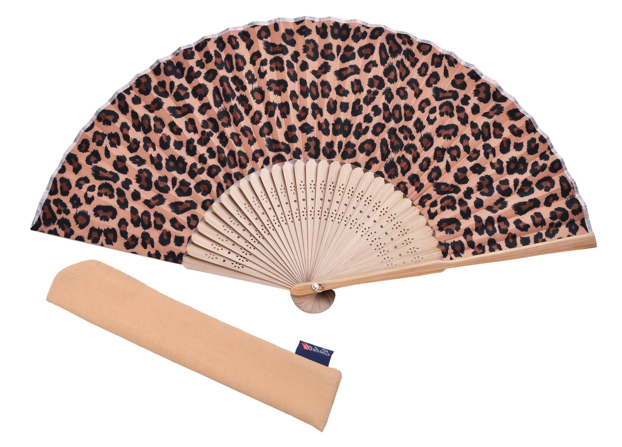 Stylish Bamboo Leopard Printed Hand Held Fan for Parties & Weddings | Image