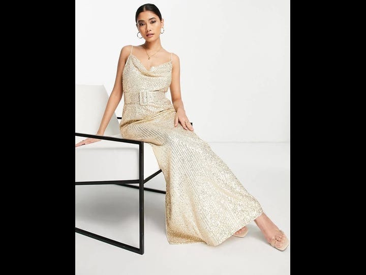 asos-design-sequin-cowl-neck-belted-gown-in-gold-1