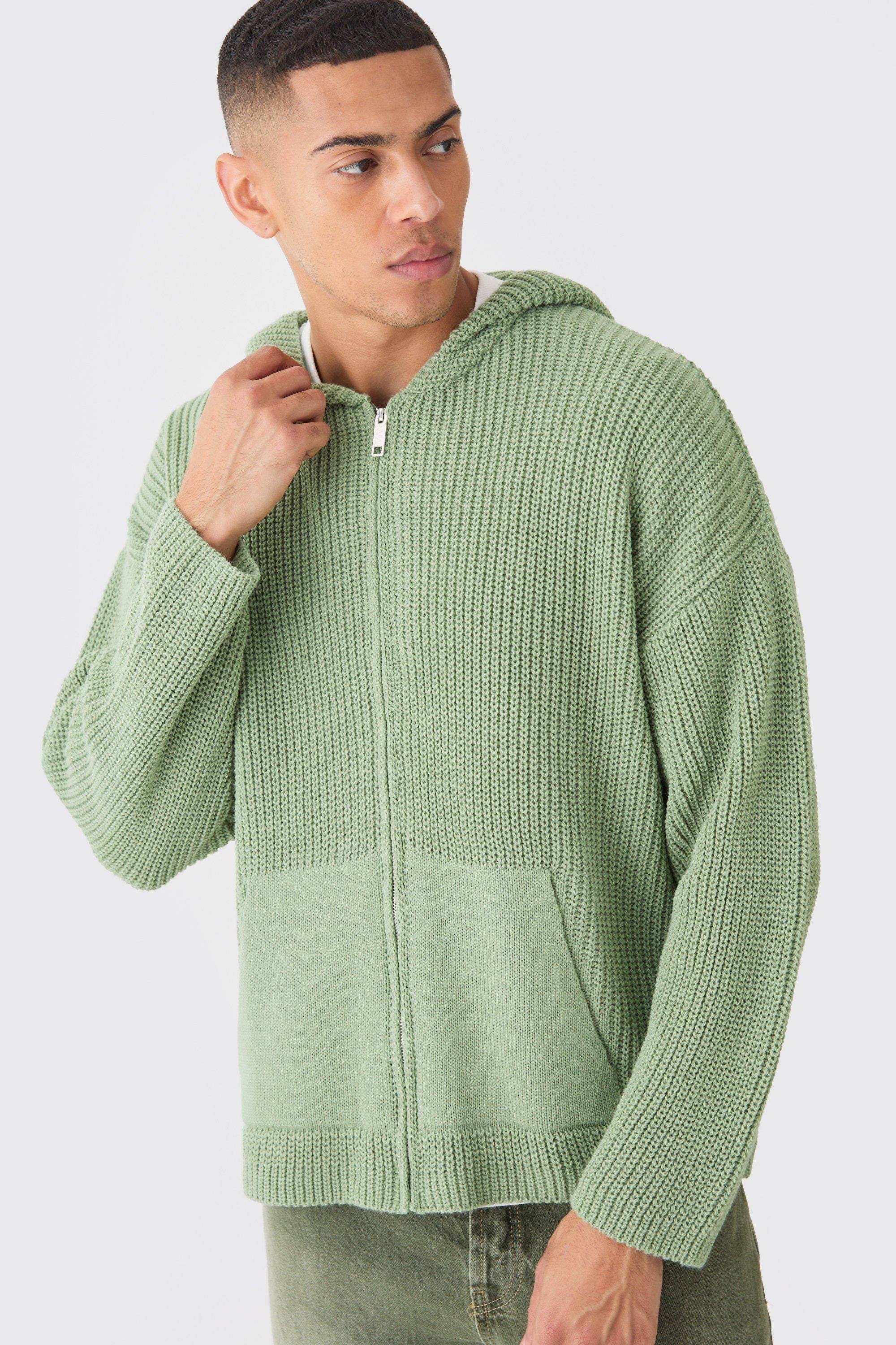Boxy Ribbed Knitted Hoodie for a Versatile Style | Image