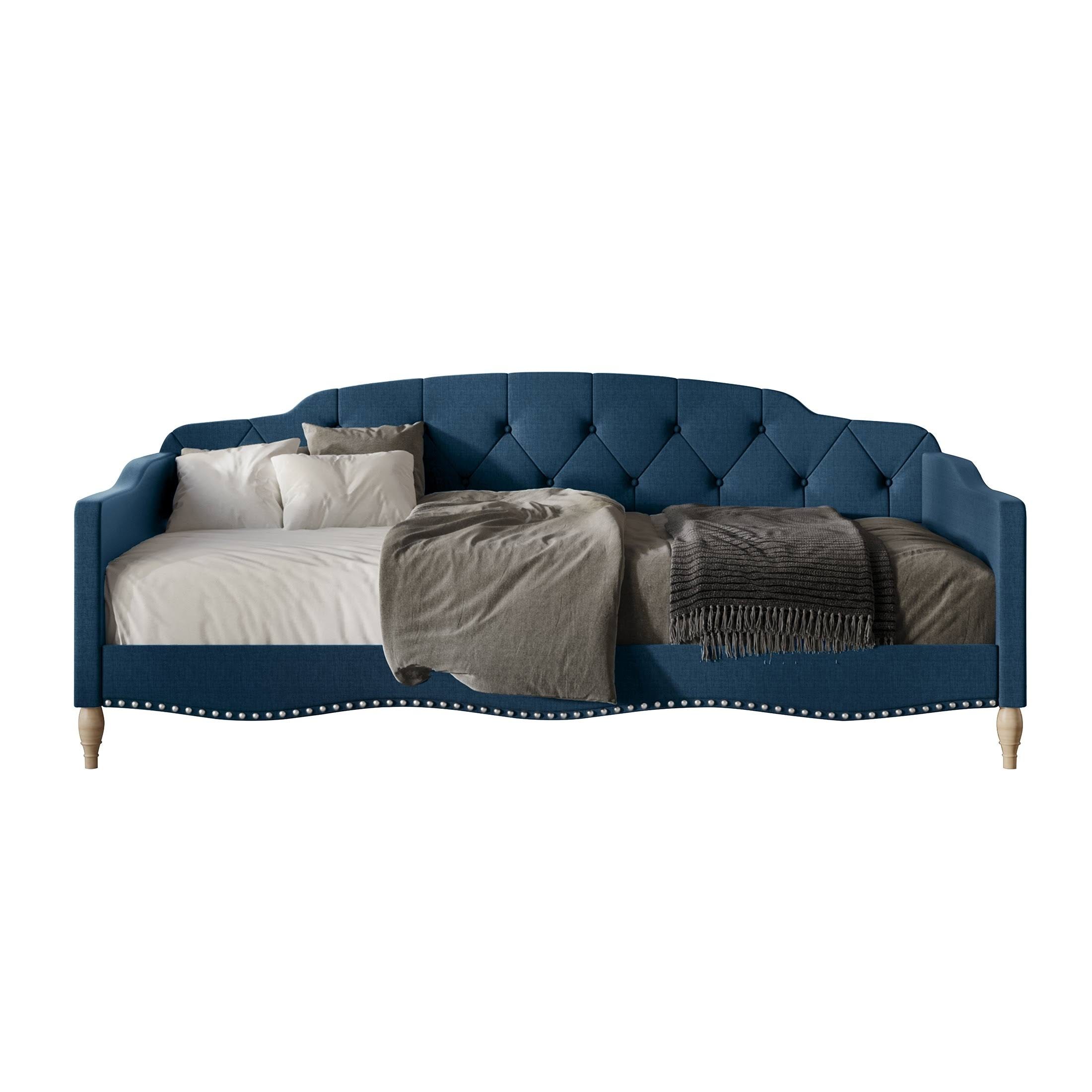 Elegant Linen Upholstered Twin Daybed with Tufted Button Detailing | Image