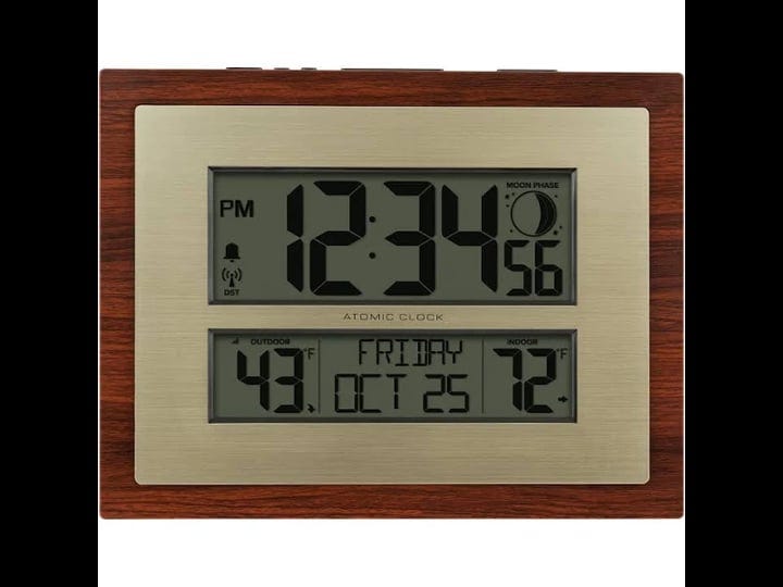 atomic-digital-wall-clock-weather-forecast-home-office-decor-outdoor-temperature-silver-mahogany-1