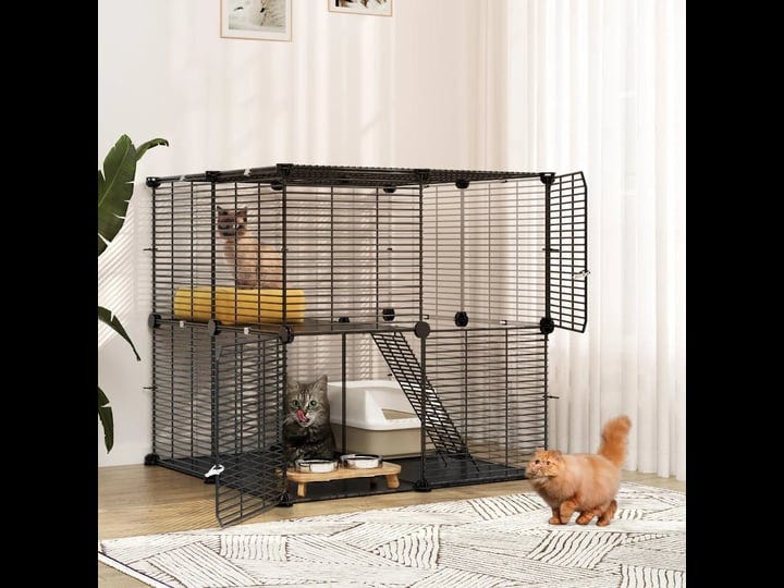 282828-inch-large-indoor-cat-cage-crate-diy-pet-playpen-with-detachable-dense-metal-wire-1