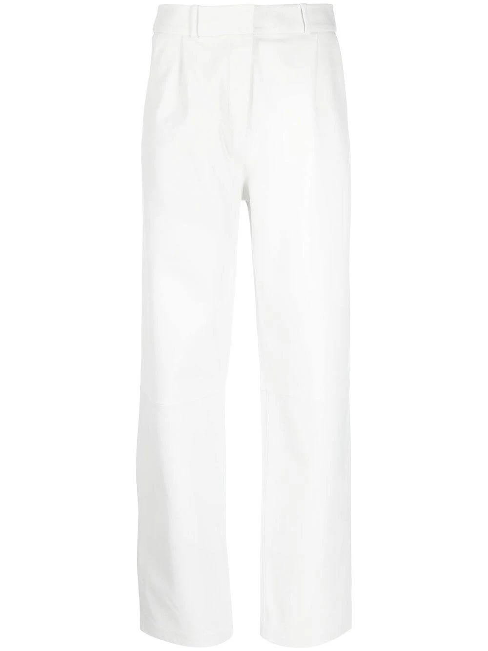 Chic White Leather Pleated Trousers by KASSL Editions | Image