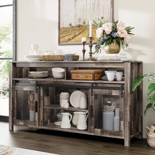 farmhouse-coffee-bar-table-with-sliding-barn-doors-for-kitchen-59-2-mesh-doors-dark-brown-1