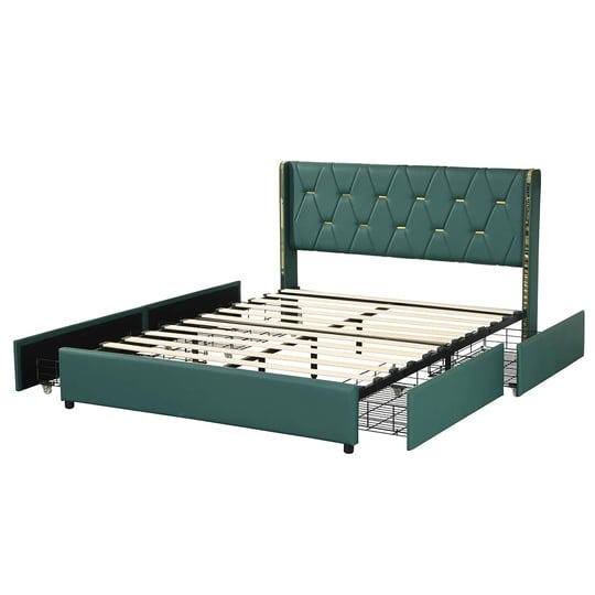 costway-full-upholstered-bed-frame-with-4-storage-drawers-headboard-green-1