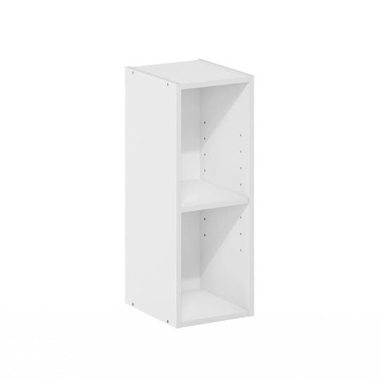 furinno-fulda-2-tier-space-saving-storage-shelf-bookcase-8-inch-width-white-1