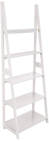 amazon-basics-modern-5-tier-ladder-bookshelf-organizer-solid-rubberwood-frame-white-1