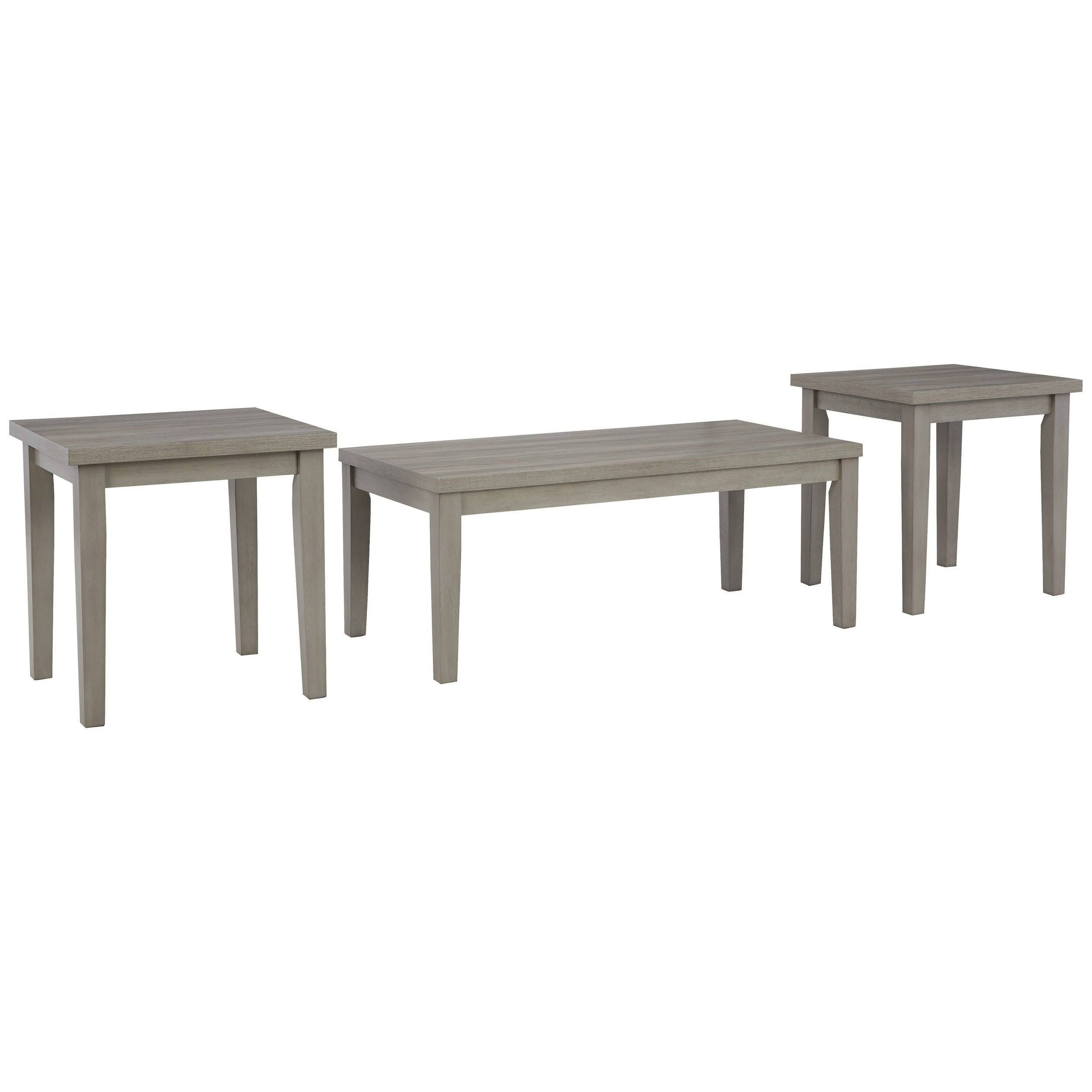 Modern 3-Piece Melamine Gray Wood Coffee Table and Side Tables Set | Image