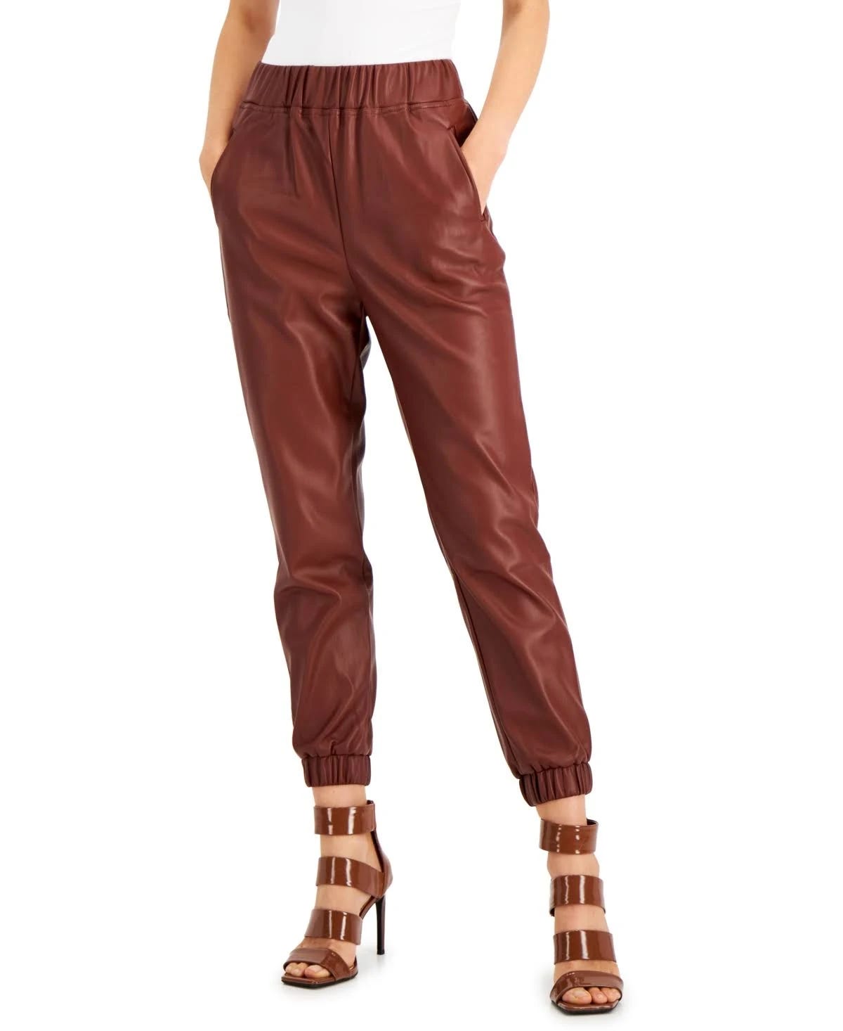 Comfortable High-Rise Joggers for Women - Deep Sienna Color | Image