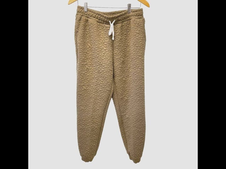 madewell-flower-puff-quilted-olive-army-green-joggers-m-1