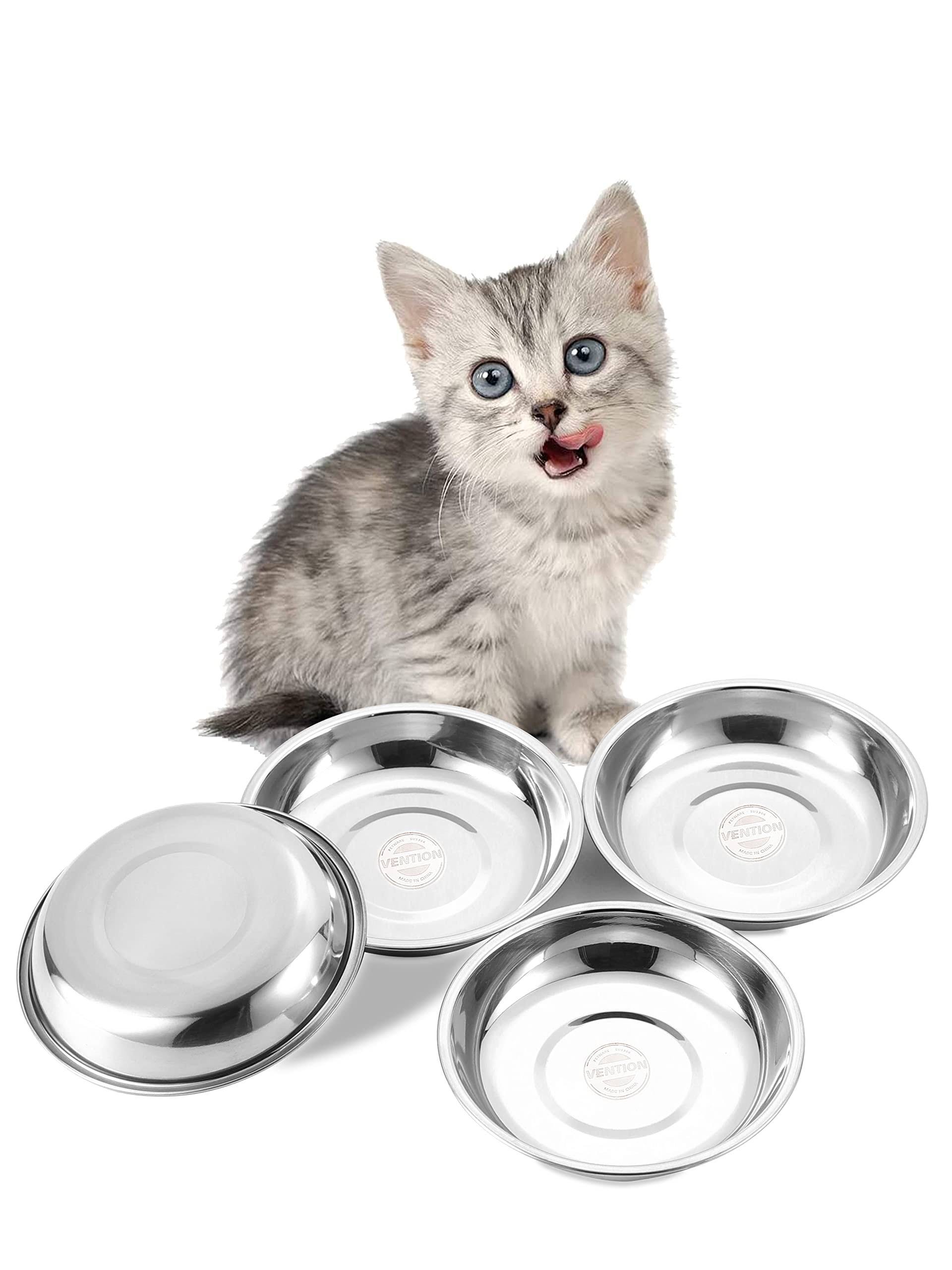 Vention Shallow Stainless Steel Cat Bowls for Whisker Relief | Image