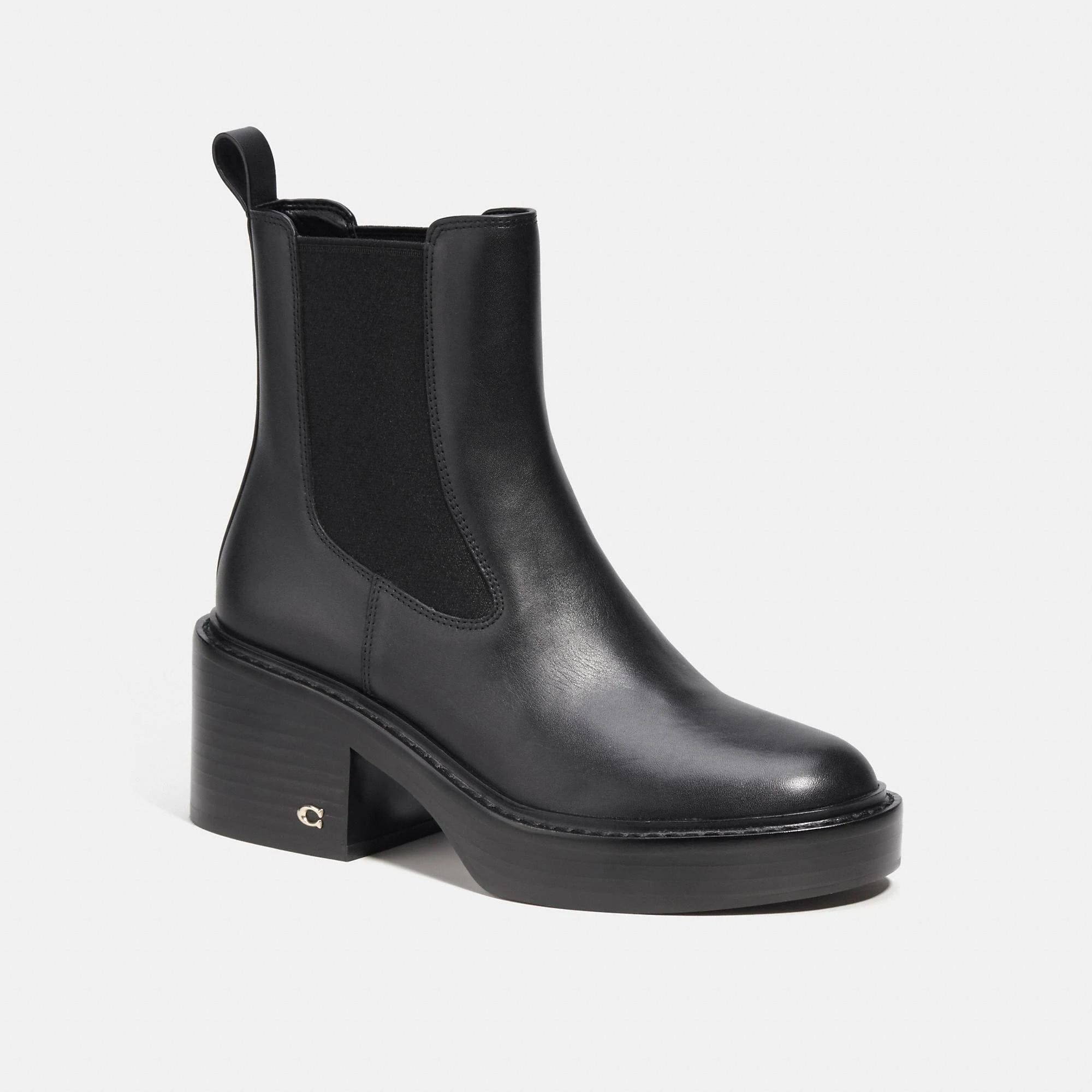 Coach Outlet Black Ankle Boots with Elastic Gore and Classic Styling | Image