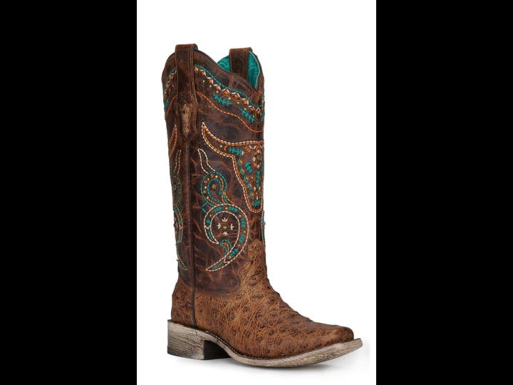 corral-womens-honey-brown-ostrich-with-skull-embroidery-wide-square-toe-exotic-cowboy-boots-1