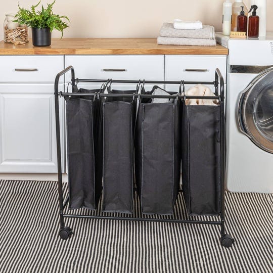 4-bag-laundry-sorter-cart-with-washable-and-removable-bags-black-1