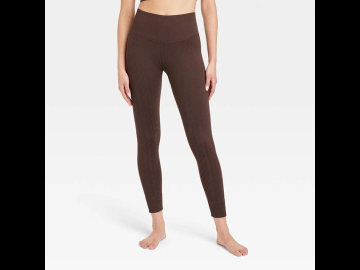 joylab-womens-seamless-cable-knit-7-8-leggings-dark-brown-size-small-1