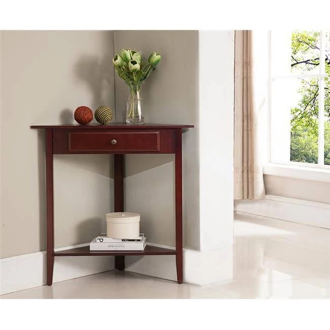 Kings Brand Walnut Finish Corner Sofa Accent Table | Image