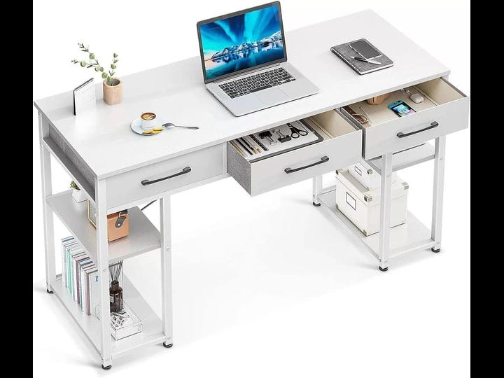 odk-office-small-computer-desk-home-table-with-fabric-drawers-storage-shelves-white-48x16-1