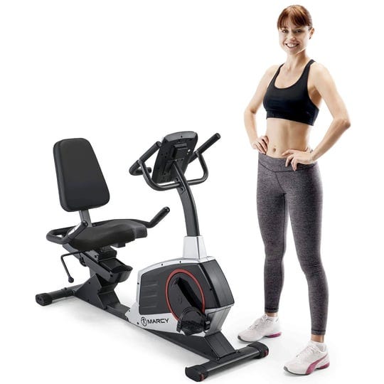 marcy-regenerating-magnetic-recumbent-stationary-home-workout-exercise-bike-black-1