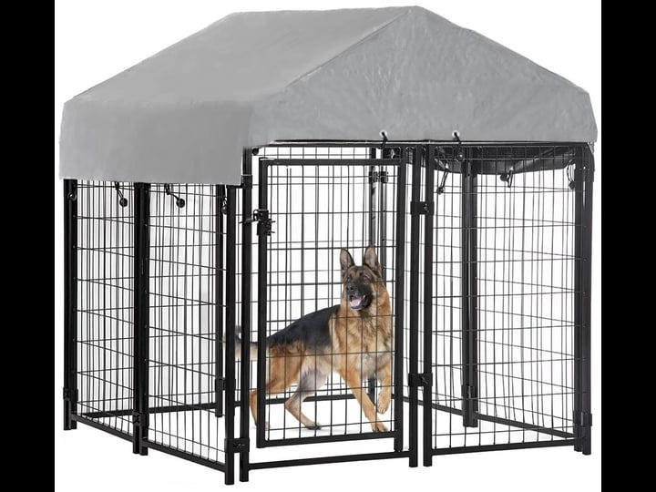 bestpet-welded-wire-dog-kennel-heavy-duty-playpen-included-a-roof-water-resistant-cover-4x4x4-4