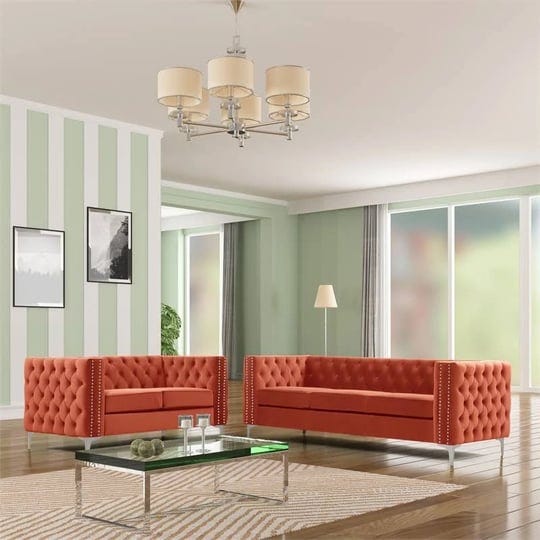 rnfurnishings-2-pc-velvet-fabric-living-room-furniture-sofaloveseat-set-orange-rn5107-2pc-1