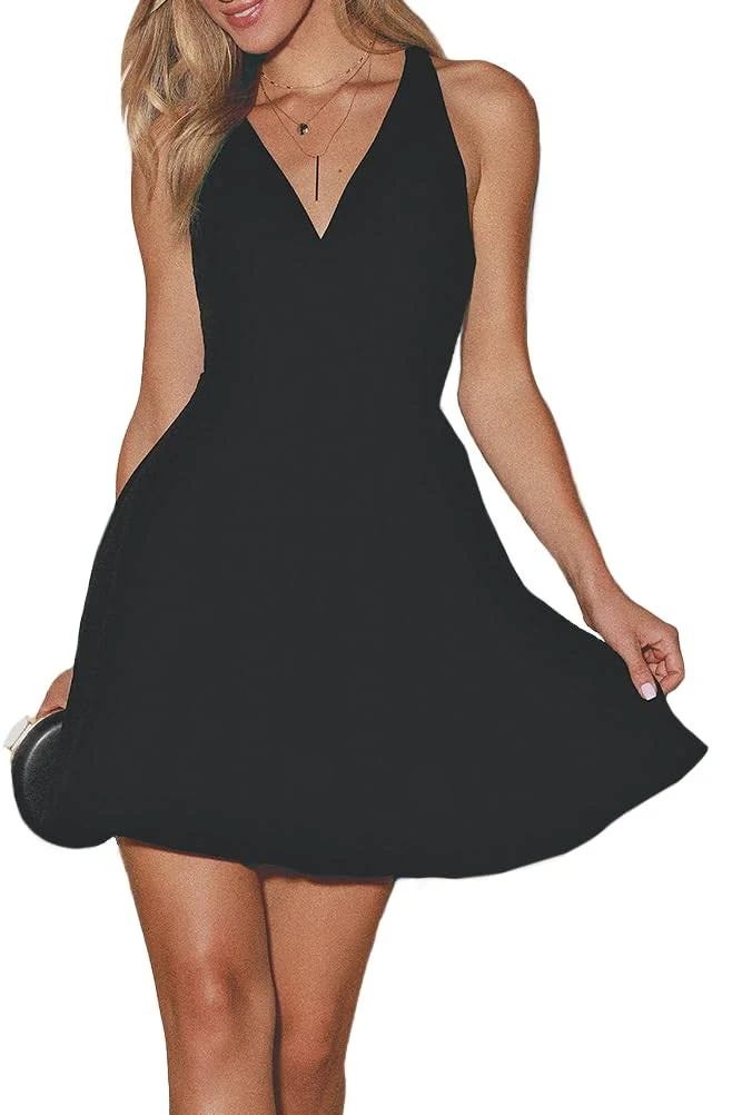 Black Twist Back Skater Dress with Cutouts | Image