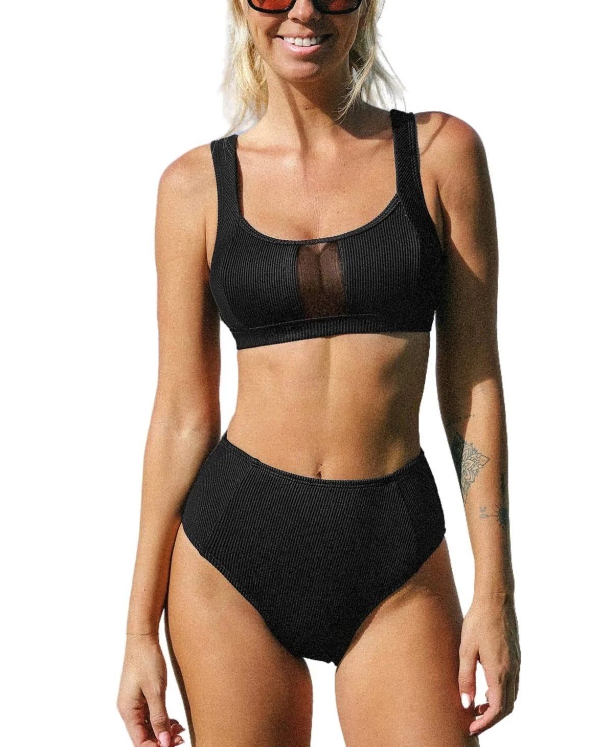 Elegant Black Mesh Bikini Swimwear Set | Image