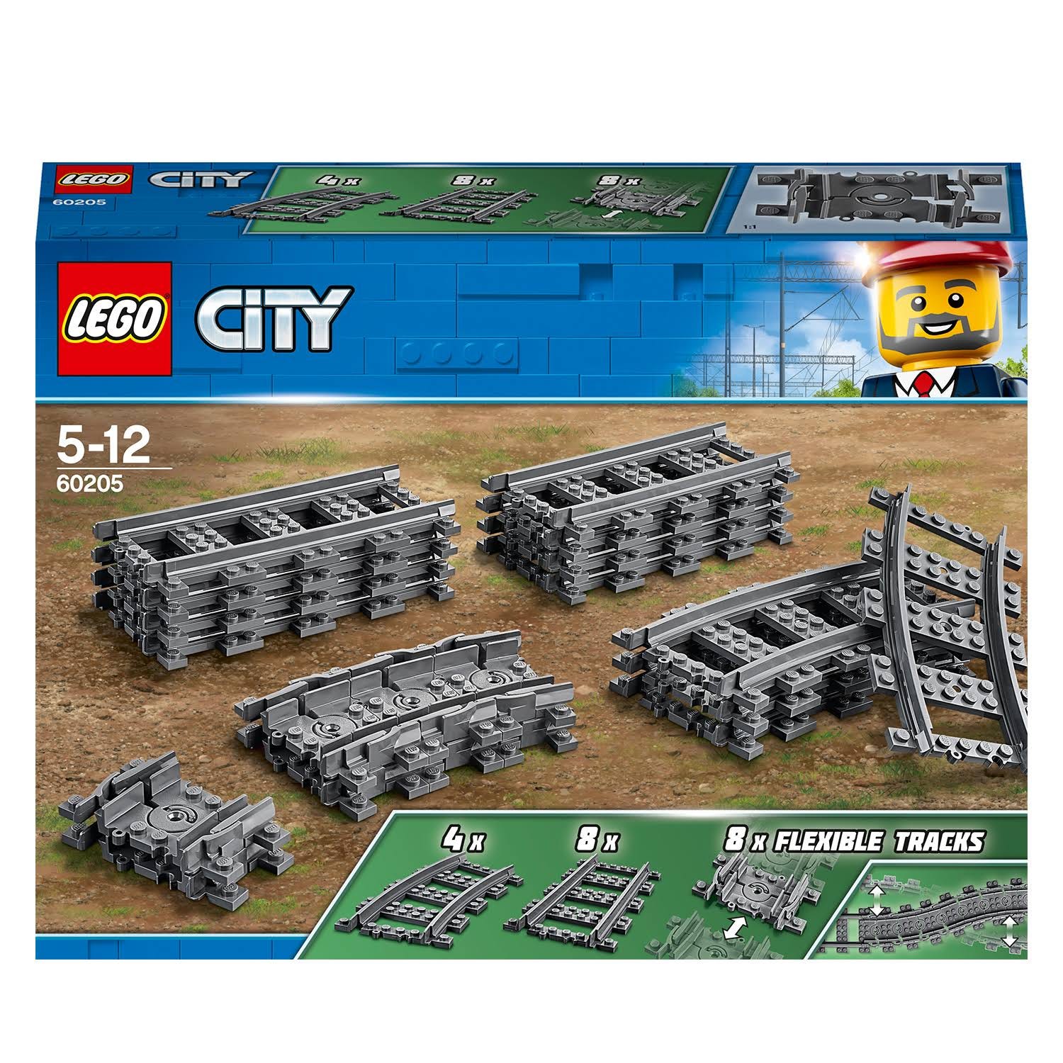LEGO City Tracks Building Set Expansion Kit - Flexible Tracks for Train Play | Image