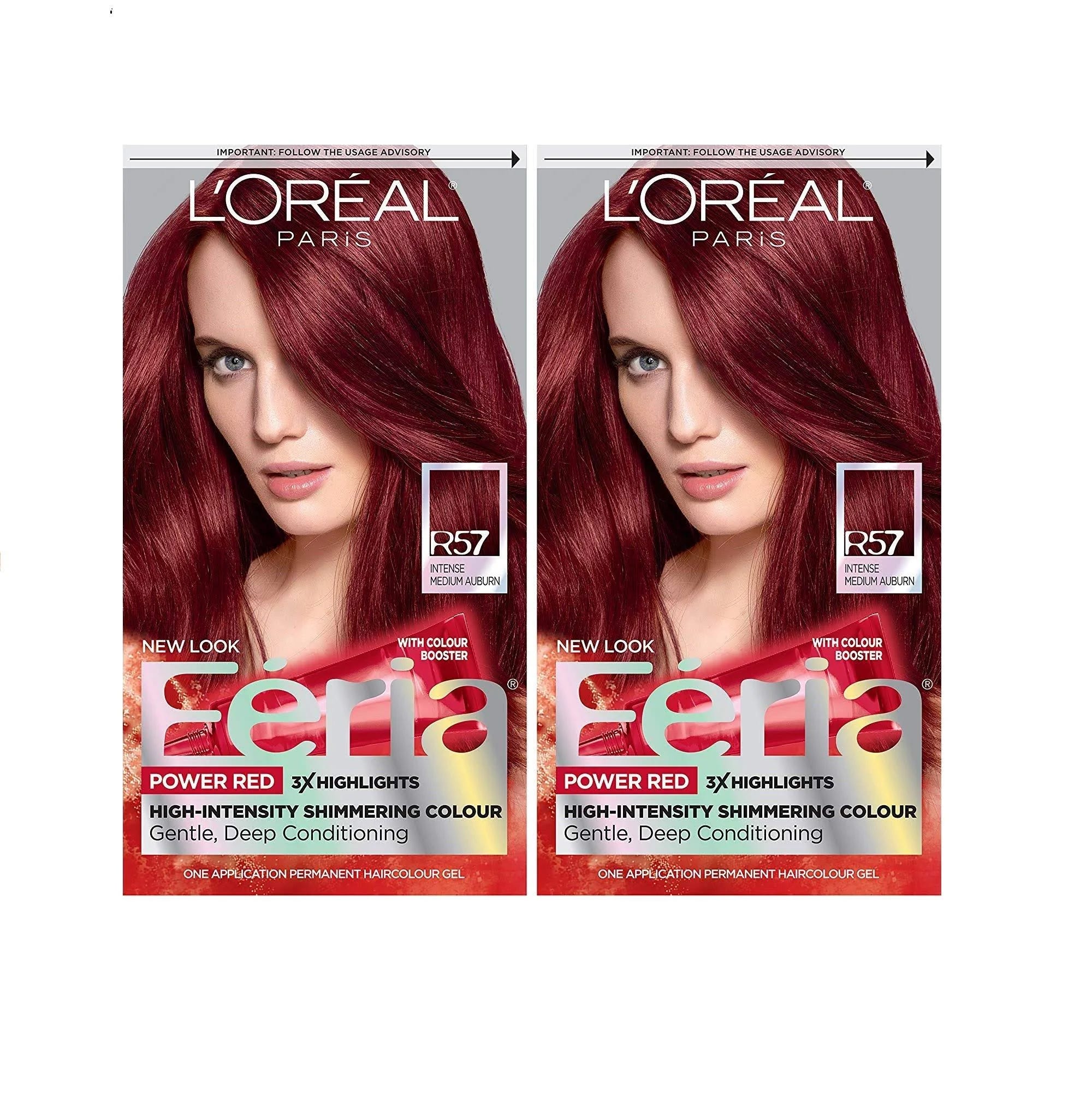 L'Oreal Paris Feria Shimmering Intense Medium Auburn Hair Dye - Pack of 2 | Image