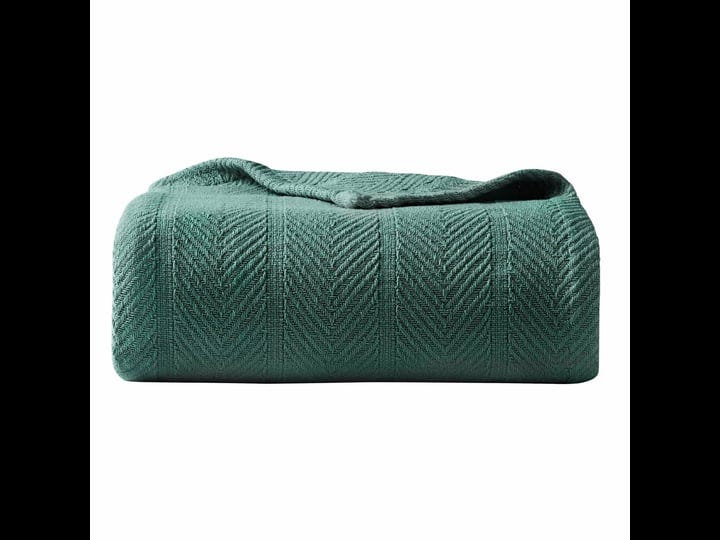 eddie-bauer-herringbone-cotton-blanket-king-green-1