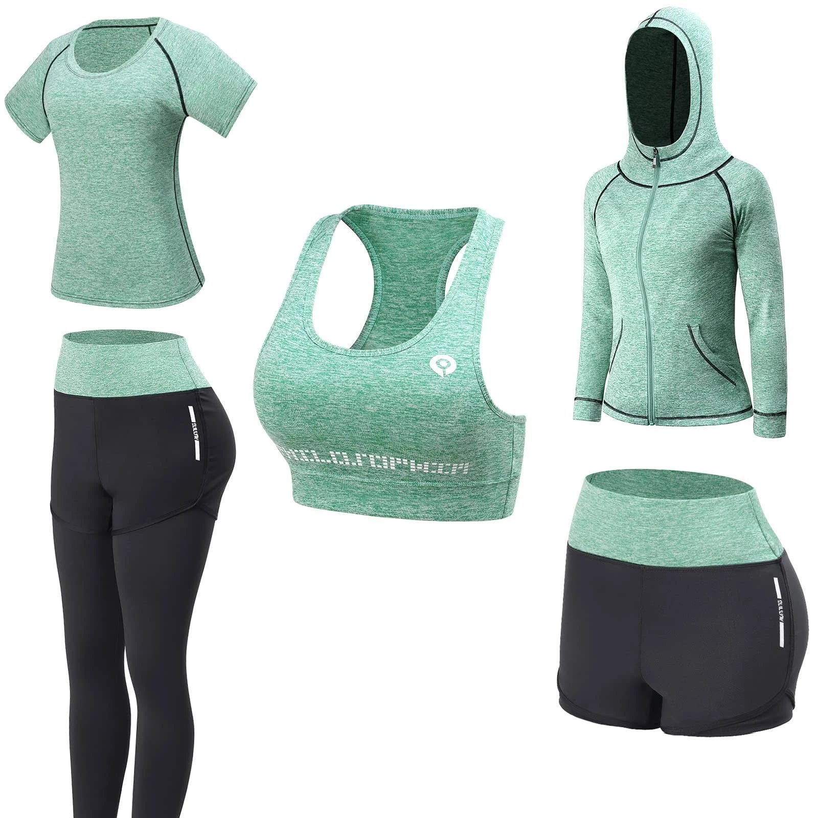 Affordable Green Medium Women's Workout Outfit Set | Image