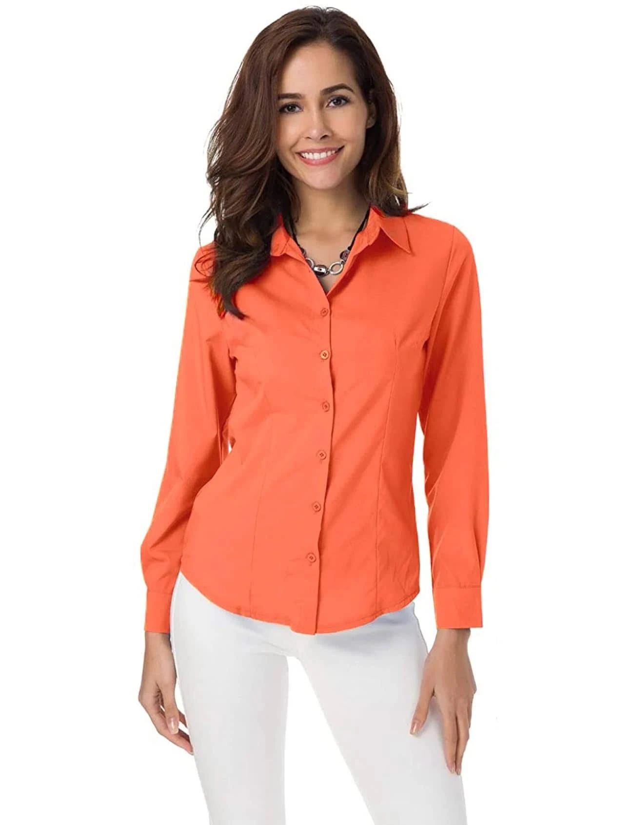 Elegant Orange Slim Fit Button-Down Shirt for Casual or Professional Wear | Image