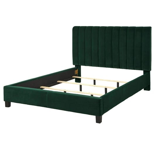 lifestorey-teagan-channel-tufted-queen-bed-emerald-green-velvet-1