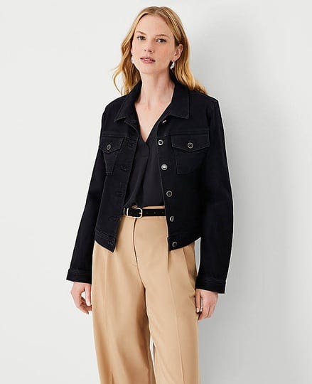 ann-taylor-petite-denim-jacket-size-2xs-black-wash-womens-1