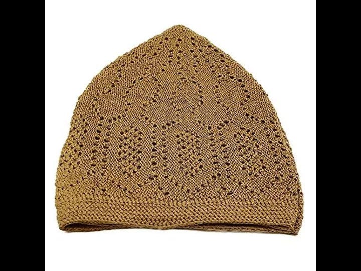 islamic-mens-knit-kufi-cap-camel-beige-1