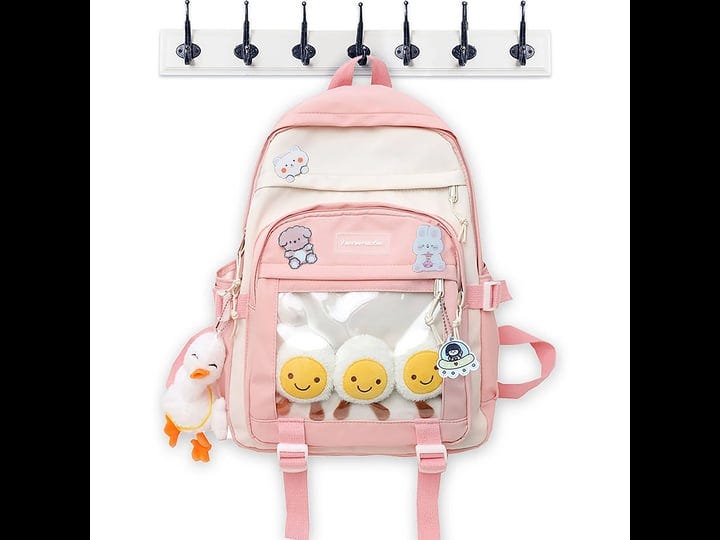 newlifegift-kawaii-backpack-with-girls-cute-pin-accessories-plush-pendant-kawaii-backpack-cute-aesth-1