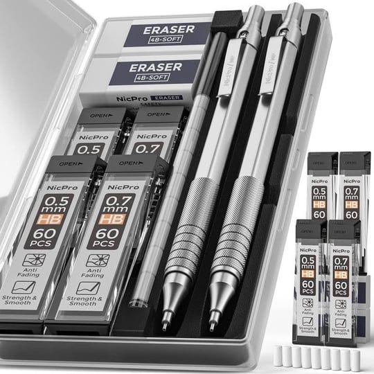 nicpro-mechanical-pencils-set-metal-automatic-drafting-pencil-0-5-mm-and-0-7-mm-mechanical-pencil-gr-1